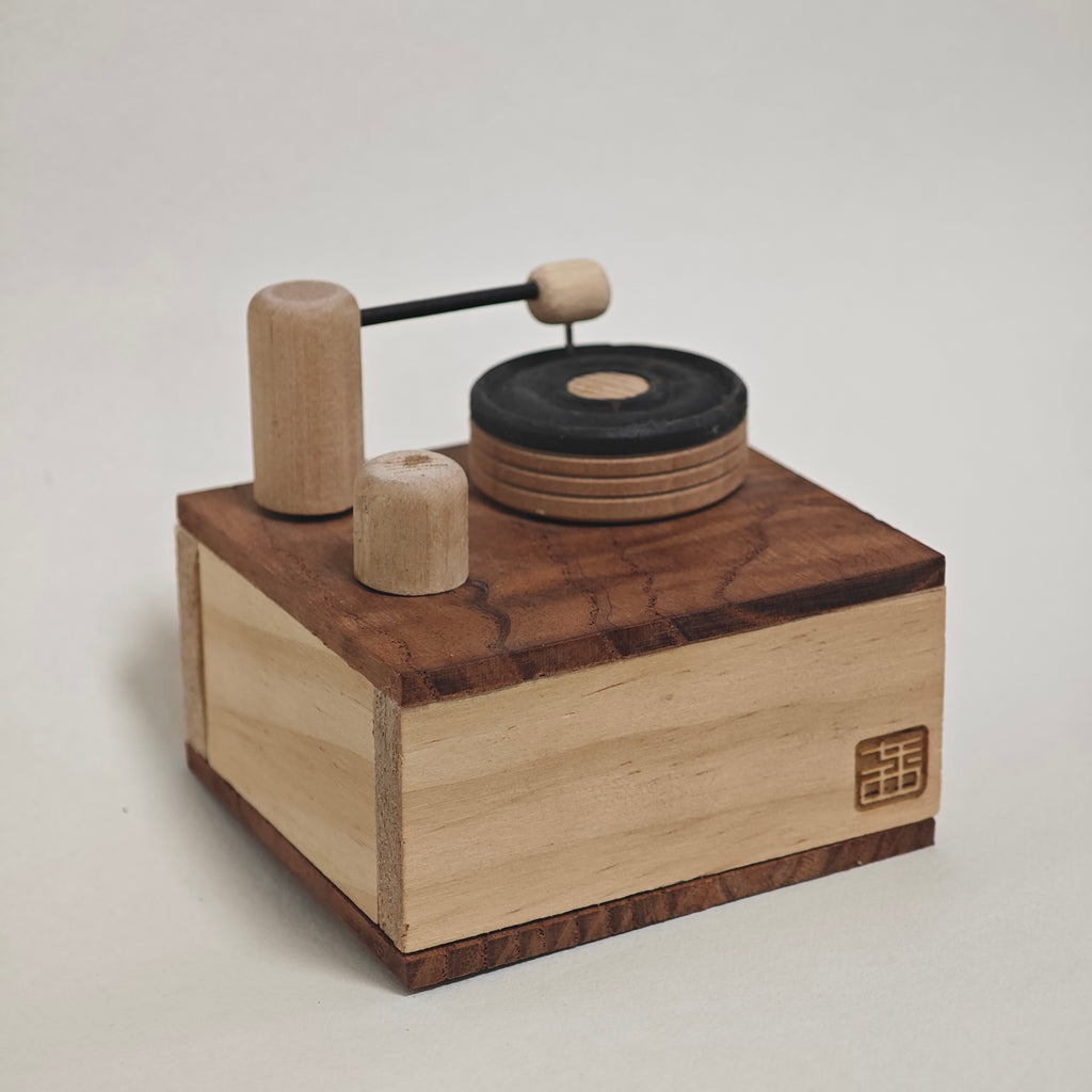 Mini Wooden Gramophone Toy – Vintage Record Player Design